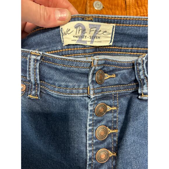 Free People We The Free Women's Size 27 Exposed Button Fly Flare Jeans - Picture 2 of 12